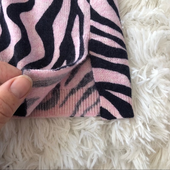 J. CREW • Like New 100% Cashmere Pink and Navy Zebra Striped Pullover Sweater - Picture 7 of 14